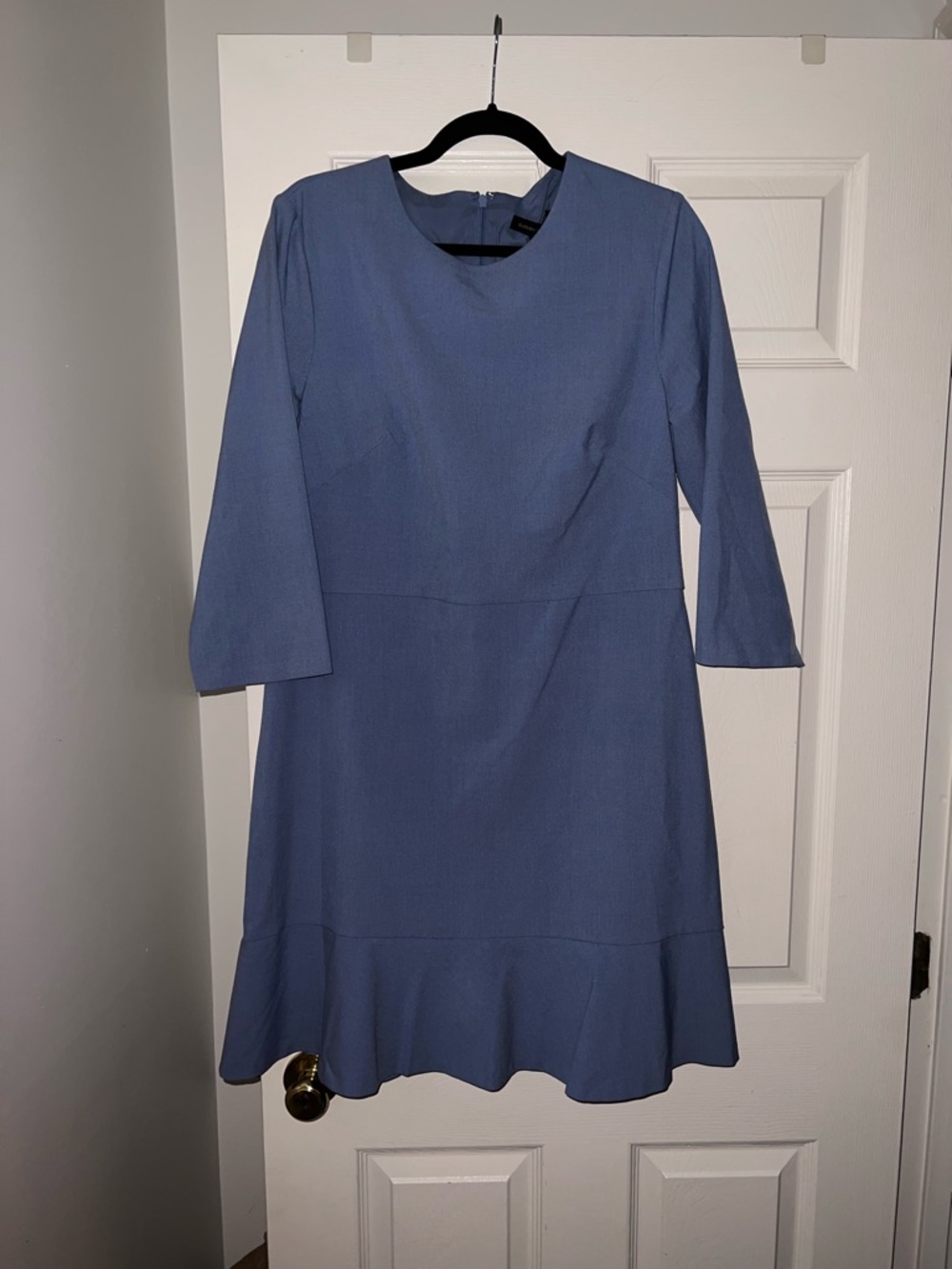 Banana Republic Dusty Blue Long-Sleeve A-Line Dress